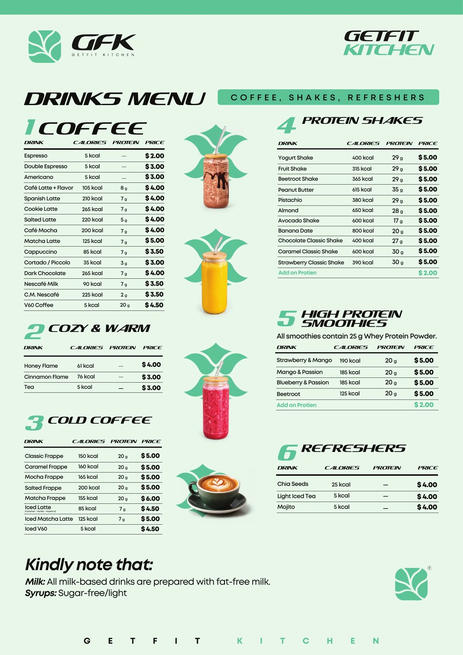 Drinks menu